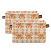 Pfrewn Storage Basket Yellow Bow Orange Bows Plaid Collapsible Rectangular Storage Boxes Organizer Shelf Basket Book Storage Bin for Nursery 1 Pack view 2