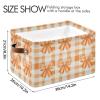 Pfrewn Storage Basket Yellow Bow Orange Bows Plaid Collapsible Rectangular Storage Boxes Organizer Shelf Basket Book Storage Bin for Nursery 1 Pack view 4