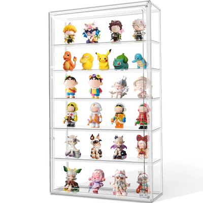 23.6'' Extra Large Wall Mounted Acrylic Display Case for Collectibles 13.8'' x 4.7'' x 23.6'' Clear Figures Collection Display Cases Storage Box Dustproof Showcase with 5 Adjustable Shelves