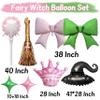 10Pcs Witch Party Party Balloons/Green Pink Bow Crown Sparklers Wizard Hat Broom Foil Balloons/Wick*ed Birthday Party Supplies/Magic Wizard Birthday, Enchanted Fantasy Magical Celebration view 2