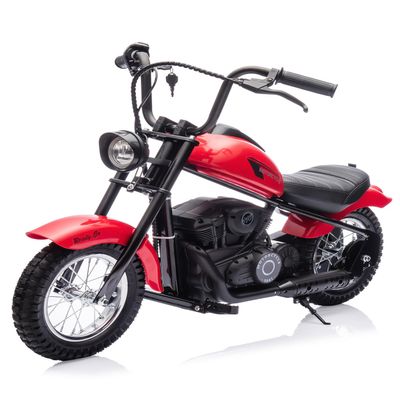 24V Electric Dirt Bike for Kids with 12in Fat Tire, 250W Kids Motorcycle with Different Speeds (14MPH Max), 150lbs Weight Capacity, LED Light & Leather Seat, Off-Road Electric Motorbike for Boys Girls