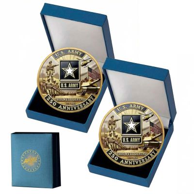 ALRALLI 2-Pack U.S. Army 250th Anniversary Challenge Coins, Military Commemorative Coins 17752025, Double-Sided High Relief Metal, 1.57 Inch Collectibles for Veterans, Soldiers and Patriots (Army)