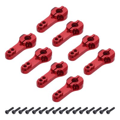 MECCANIXITY 8 Pcs Metal Servo Horn 25T Steering Arm 35mm Length Red Suitable for DIY RC Car/Boat/Airplanes Boat Model Accessories with 2 Pcs Screws