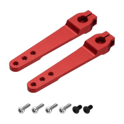 MECCANIXITY 2 Pcs Aluminum Servo Horn Long 25T Steering Arm 63mm Length Red Suitable for DIY RC Car/Boat/Airplanes Boat Model Accessories