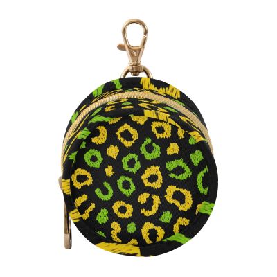 ElliTarr Pacifier Holder with Clip Pacifier Case for Diaper Bag Round Baby Pacifier Pouch Box Bag Portable Jamaican Leopard Print Yellow