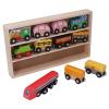 ariarly Children Train Toys Wooden Train Set, Multifunctional Scene Design, Safe Solid Wood Box, Easy Assembly for Children Over 2 Years Old view 4