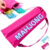 Cosblank Mahjong Rack Bag with 4 Soft Divider Pockets Canvas Drawstring Mahjong Game Rack & Pushers Storage Bag Fits All Types of Racks Protective Sleeve for Game Night Travel (Rose Red) view 1