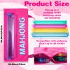 Cosblank Mahjong Rack Bag with 4 Soft Divider Pockets Canvas Drawstring Mahjong Game Rack & Pushers Storage Bag Fits All Types of Racks Protective Sleeve for Game Night Travel (Rose Red) view 3