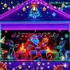 16x7ft UV Activated Christmas Garage Door Cover Banner, Large Glows in Dark 2D Flat Holiday Xmas Wall Decor, Outdoor Lighted Garage Banner with Cartoon Santa Elf, Xmas Party Decoration (#A,13 * 6ft) view 1