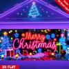 16x7ft UV Activated Christmas Garage Door Cover Banner, Large Glows in Dark 2D Flat Holiday Xmas Wall Decor, Outdoor Lighted Garage Banner with Cartoon Santa Elf, Xmas Party Decoration (#C,13 * 6ft) view 2