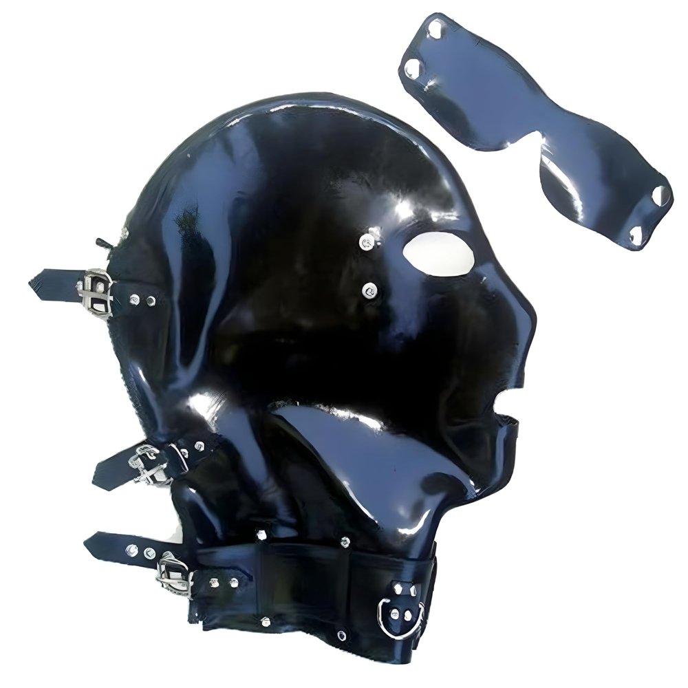 ACBYRUD Latex Mask Suffocation Game Rubber Hood with Removable Eyes Mask and Collar Cospla (S)