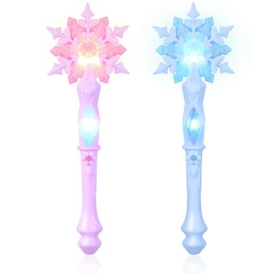 Alipis Snowflake Princess Wand: 2pcs Light Up Glow Fairy Wands - Kids Stage Performance Toys for Christmas Halloween Party Favors and Cosplay Accessories