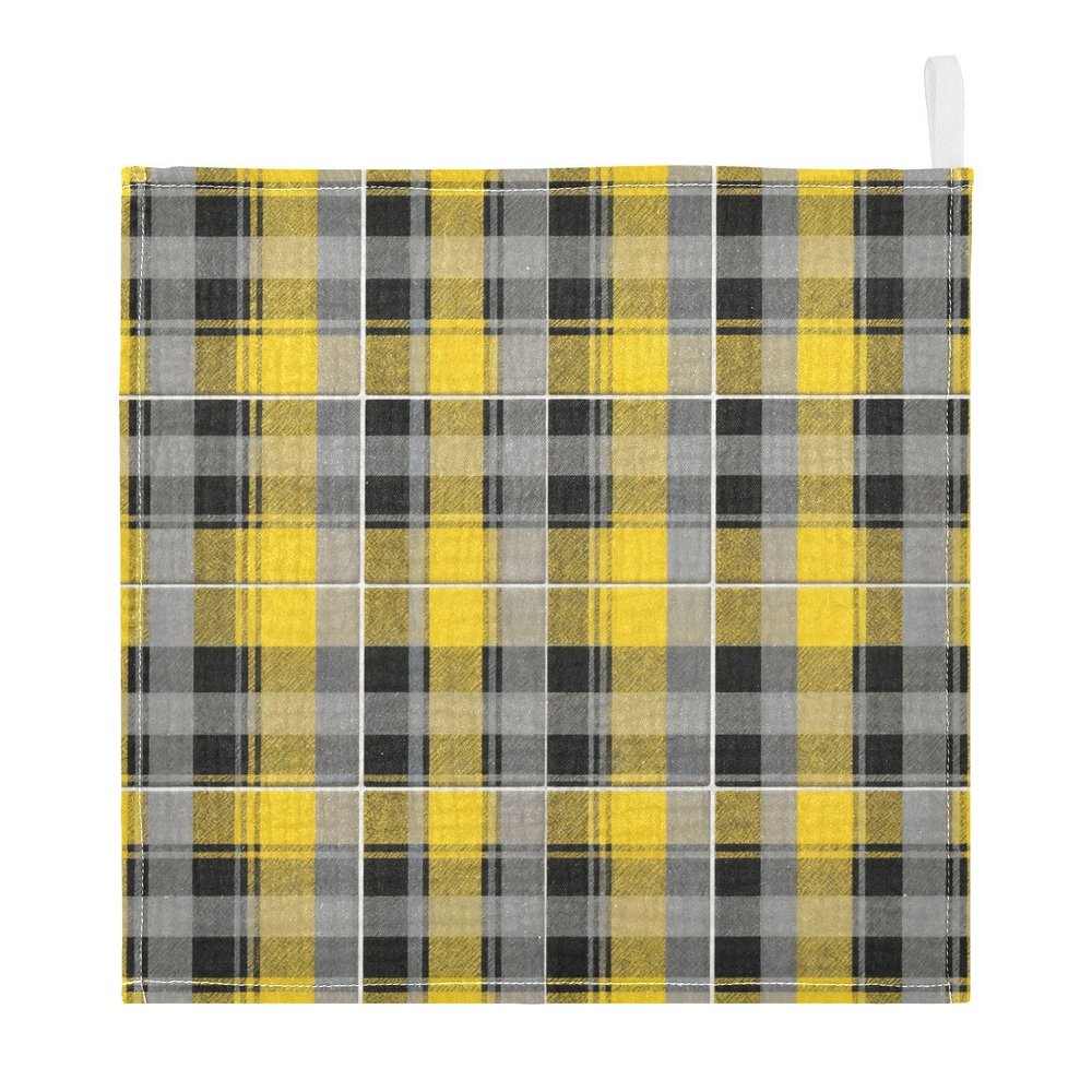 GuoChe Yellow Black Plaid Pattern 3-Pack Cotton Washcloths for Kids, Towels for Boy, Girl, Absorbent Face Cloths