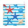 GuoChe Blue Striped Sea Creature Pattern 3-Pack Cotton Washcloths for Kids, Towels for Boy, Girl, Absorbent Face Cloths view 1