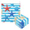 GuoChe Blue Striped Sea Creature Pattern 3-Pack Cotton Washcloths for Kids, Towels for Boy, Girl, Absorbent Face Cloths view 3