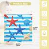 GuoChe Blue Striped Sea Creature Pattern 3-Pack Cotton Washcloths for Kids, Towels for Boy, Girl, Absorbent Face Cloths view 4