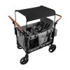 Stroller Wagon, 4 Kids Foldable Double Push Bar Wagon Stroller Adjustable Kid Wagons Cart High Chair Baby Seat Strollers with Brakes & Organize Bag for 0-6 Years Old Beach Camping Traveling (Grey) view 3
