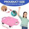 2 Pcs Sports Scooter Board with Handles,Sitting Scooter Board for Kids Children Gym Indoor Outdoor ActivitiesEquipped with Various Skateboard Accessories (Blue,Pink) view 2