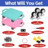 2 Pcs Sports Scooter Board with Handles,Sitting Scooter Board for Kids Children Gym Indoor Outdoor ActivitiesEquipped with Various Skateboard Accessories (Blue,Pink) view 3