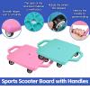2 Pcs Sports Scooter Board with Handles,Sitting Scooter Board for Kids Children Gym Indoor Outdoor ActivitiesEquipped with Various Skateboard Accessories (Blue,Pink) view 4