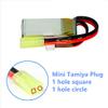 MCNFHREIS 7.4V 850mAh Lipo with Mini Tamiya Plug for 1/18 Scale 9300 9301E High Speed Car 2 Pack with USB view 2