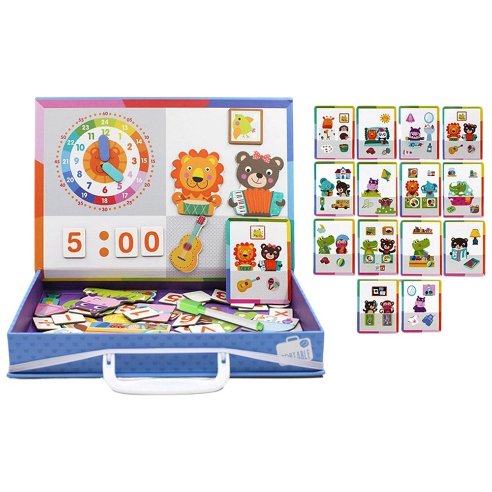 Magnetic Puzzles Face Dress Up Travel Game, Creative Magnetic Puzzles Book for 3-6 Years Old Kids, Educational Learning Toy Puzzle for Enhances Creativity & Imagination (Time)