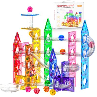 NEOFORMERS 115Pcs Magnetic Marble Run Set for Kids, STEM Building Toys with Racing Track Tiles, Funnels & Slopes, 3D Construction Marble Maze Educational Learning Gift for Boys & Girls Ages 3-8+