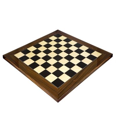 23.6 Inch Black Anegre and Palisander Deluxe Chessboard, Made in Spain