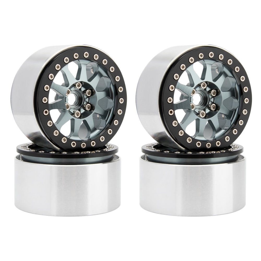MEUS RACING 2.2 Beadlock Wheels Rims Deep-Dish Wheel for Axial SCX10 Traxxas TRX4 Vanquish VS4-10 Redcat Gen8 1/10 RC Crawler Upgrades (Titanium)