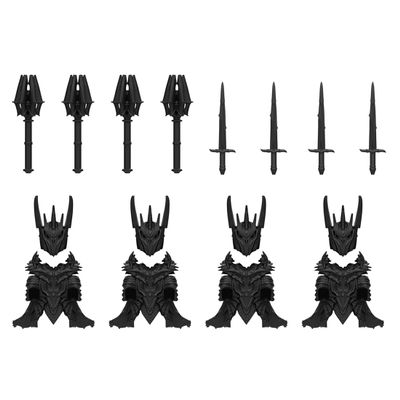 Medieval Dark King Weapons Block Accessories Set  Horned Helmet, Heavy Chest Armor & Longsword for Medieval Dioramas, MOC Creations, Collectors, Adults & Teens (28PCS)