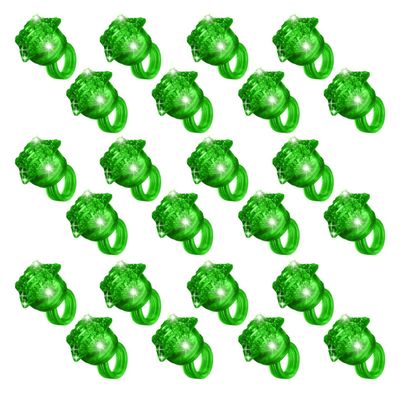U-MOJOK 24 Pack Green Light Up Star Rings Flashing Jelly Pentagram Finger Rings Glow in the Dark Party Favors for Easter, Halloween, Christmas, Concert, Goodie Bag Fillers, Raves, Party Decorations