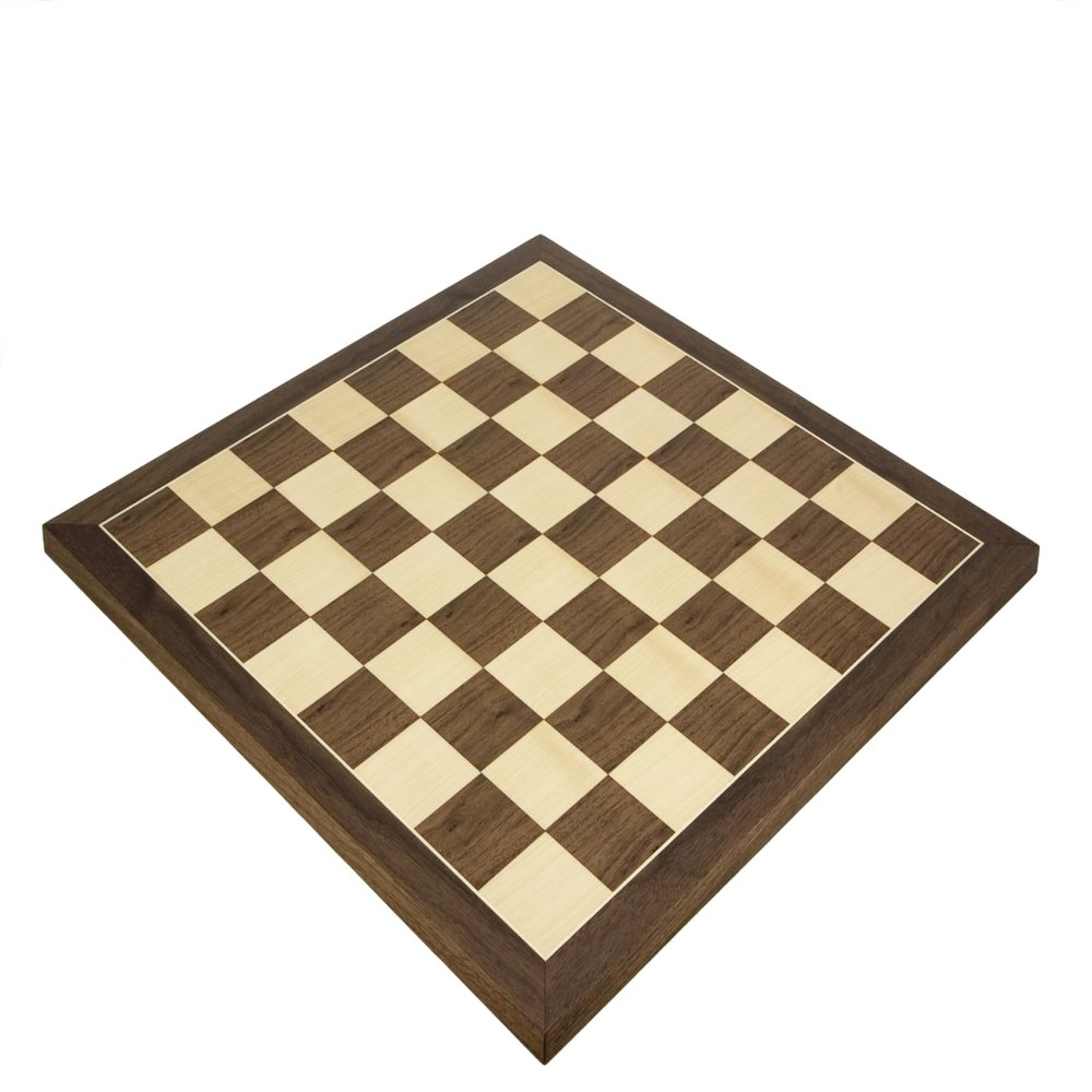 21.7 Inch Walnut and Maple Chessboard, Made in Spain
