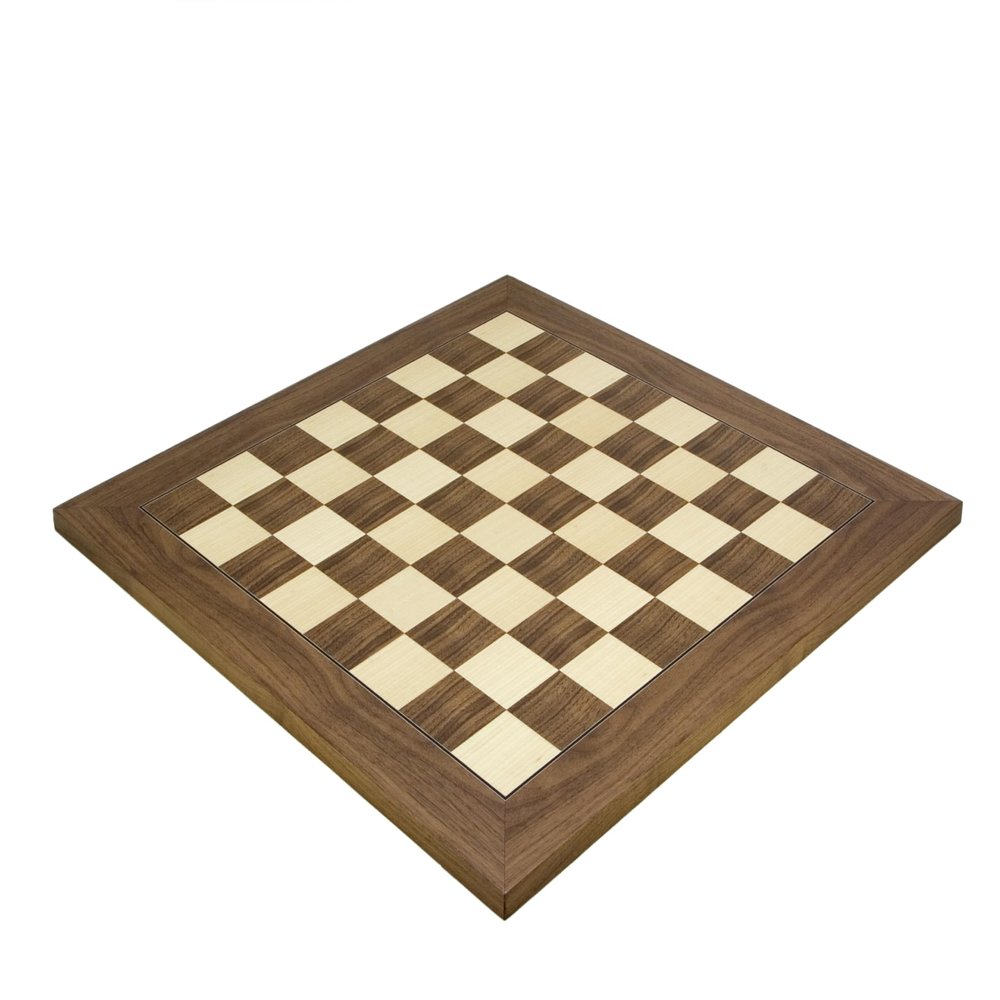 21.7 Inch Walnut and Maple Deluxe Chessboard, Made in Spain