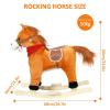 JENPECH Plush Kids Rocking Horse, Wooden Base Rocking Horses Ages 1-6 with Handle Grip, Sounds, Moving Mouth, Wagging Tail, 110 Lbs Weight Capacity(Light Brown, Small) view 2