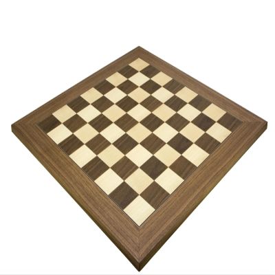 23.6 Inch Walnut and Maple Deluxe Chessboard, Crafted in Spain