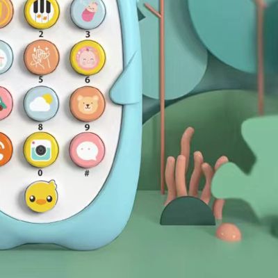 ZJchao Baby Phone Toys Early Educational Learning Machine Simulation Music Telephone Toy with Teether for 1 to 3 Years Old Toddlers ABS Material Bright Colors (Blue)