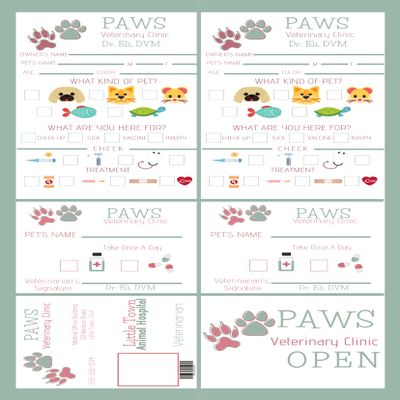 Personalized Pretend Vet | Animal Doctor | Make Believe Games and Toys | Custom Kids Gifts | Educational Product | Role Play | Dry-Erase