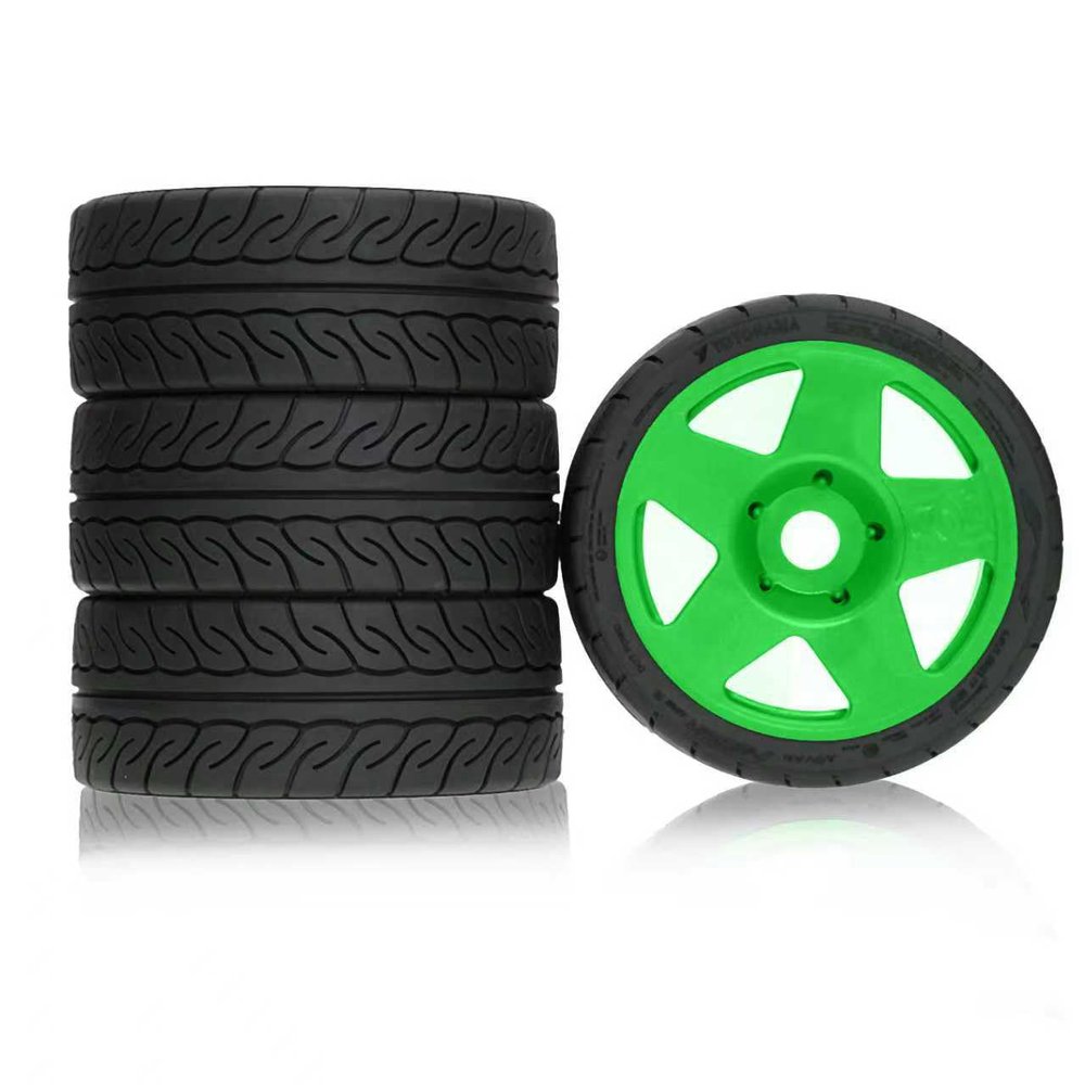1/8 scale RC rally tires 1/7 RC vehicle tires 17mm Hex universal Reinforced nylon rims for 1/7 1/8 scale racing tires KM Arrma WRC C3 Redcat ARRMA HPI VRX WR8 HSP Hobao Kyosho GT2 (W271 Green)