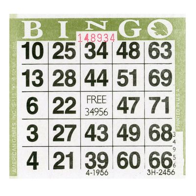 American Games Bingo Paper Game Cards - 1 Card - Olive - 500 Cards per Pack, Made in USA