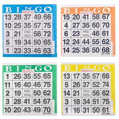 American Games Bingo Paper Game Cards - 1 Card - 4 Sheets - 100 Books per Pack - 4 Colors, Made in USA