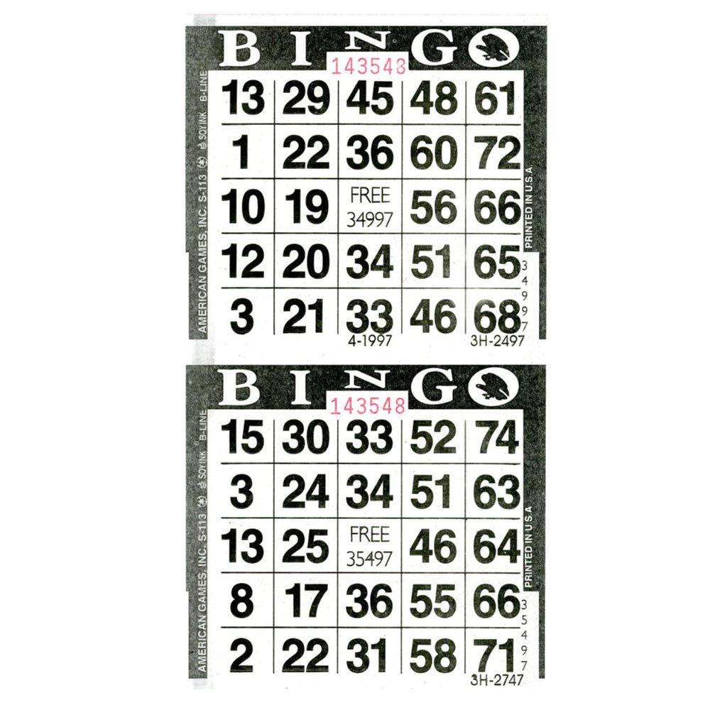 American Games Bingo Paper Game Cards - 2 Cards - Black - 750 Sheets per Pack, Made in USA
