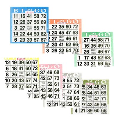 American Games Bingo Paper Game Cards - 1 Card - 7 Sheets - 100 Books per Pack - 7 Colors, Made in USA
