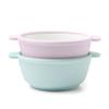 Ello Clean Start Toddler Bowls 2 Pack | Ceramic Kids/Baby Bowls with Silicone Sleeves | BPA-Free, Plastic-Free | Microwave & Dishwasher Safe | High Chair Friendly, Stackable | Dewdrop/Sugarplum view 1