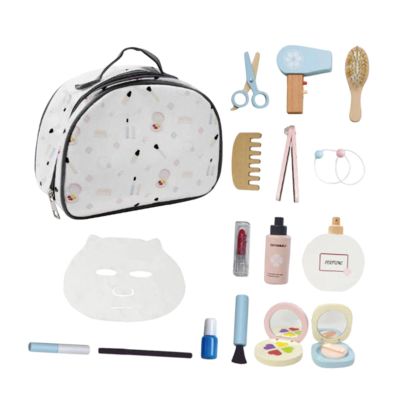 Garende Wooden Makeup Kit Pretend Play Makeup Set Birthday Gifts Hair Salon Girl Toys Kids