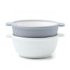 Ello Clean Start Toddler Bowls 2 Pack | Ceramic Kids/Baby Bowls with Silicone Sleeves | BPA-Free, Plastic-Free | Microwave & Dishwasher Safe | High Chair Friendly, Stackable | Quiet Tide/Tech Blue view 1