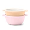 Ello Clean Start Toddler Bowls 2 Pack | Ceramic Kids/Baby Bowls with Silicone Sleeves | BPA-Free, Plastic-Free | Microwave & Dishwasher Safe | High Chair Friendly, Stackable | Cashmere Pink/Dune view 1