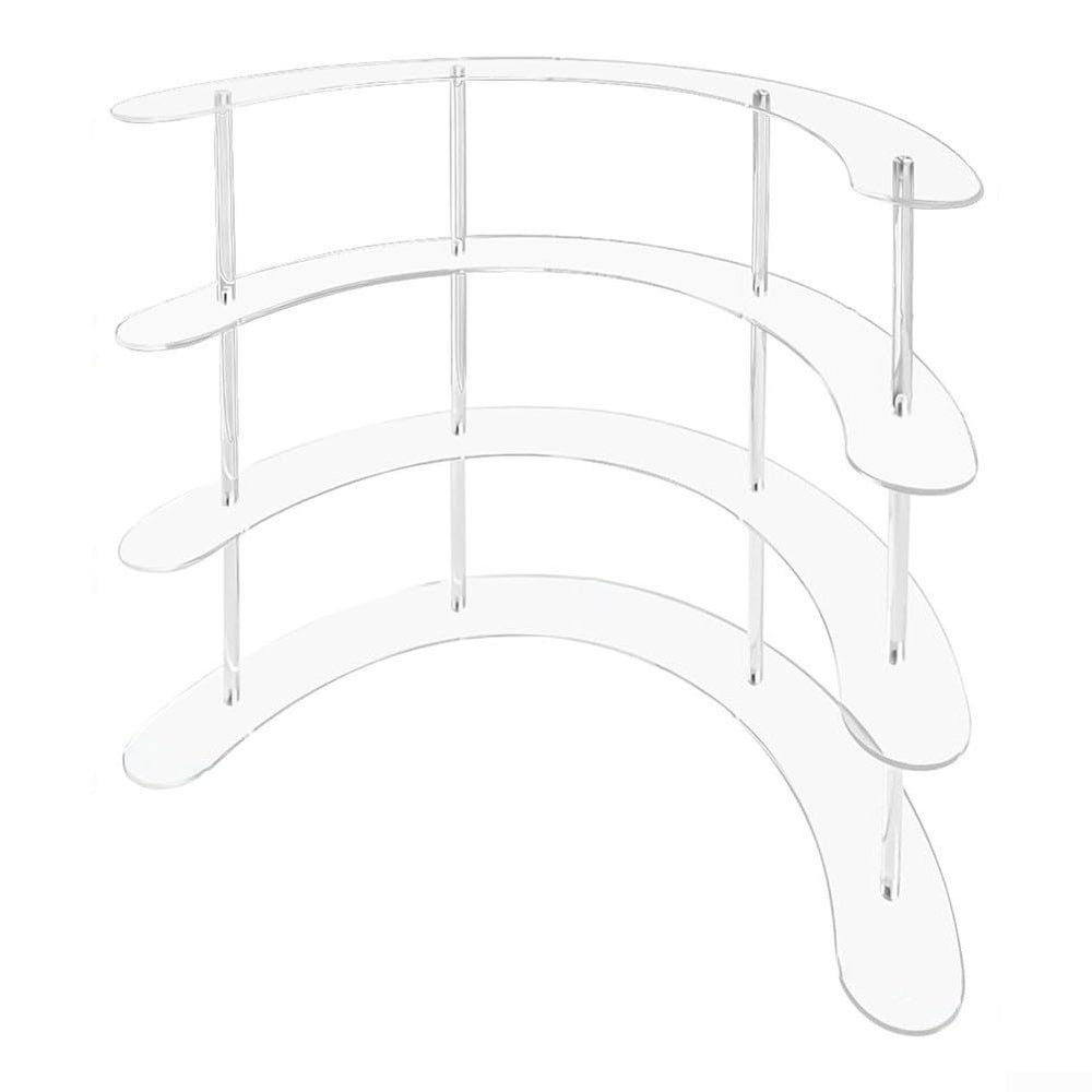 Acrylic Curved Display Stand 3-Tier or 4-Tier Clear Organizer Shelf for Collectibles Figures Desktop or Cabinet Display(4th floor)