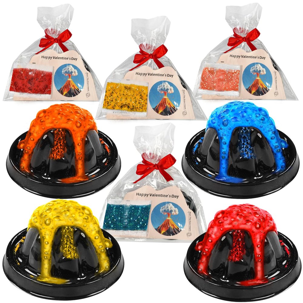 24 Pack Valentine's Day Erupting Volcano Party Favor with Cards Volcano Science Kit with Valentine's Cards STEM Educational Toys for Boys Girls Classroom Exchange Gifts