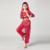 5 PCS Girls Sequin Bodysuit Sets Cute Sparkle Glitter Tops Perform Dance Costumes School Birthday Festival Party Long Sleeve Tops Waist Chain Headdress Bracelet Sets view 4