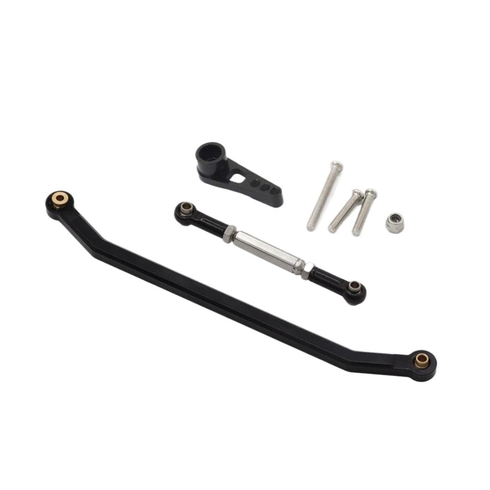 Compatible with MN128 MN86 MN86S MN86K MN86KS MN G500 1/12 RC Crawler Car Metal Steering Link Rod Pull Rod and Servo Arm Universal Fit Upgrade Parts Aftermarket Replacement(Black)